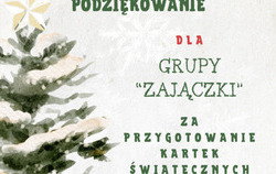 Z okazji zbliżających się Świąt Bożego Narodzenia dla osób korzystających z usług opiekuńczych zostały przygotowane drobne słodkie upominki do których dołączono kartki z życzeniami świątecznymi otrzymanymi od grupy 'Zajączki' z Zespołu Przedszkoli w Śmigl