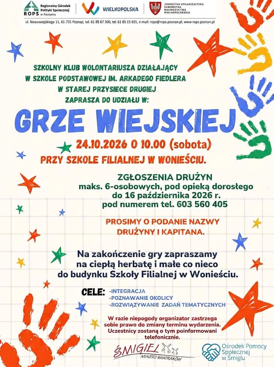 Plakat gra wiejska w&nbsp;Wonieściu 