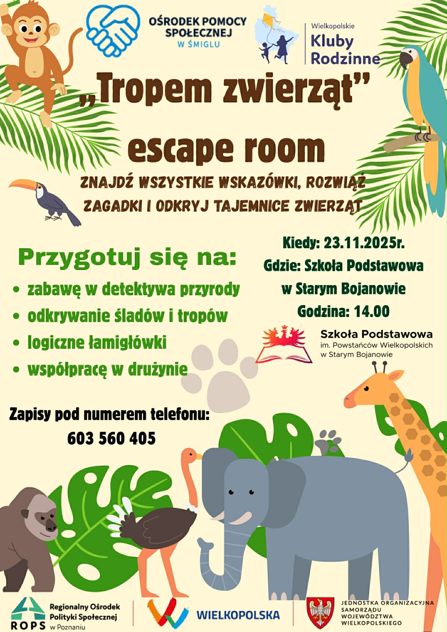 "Tropem zwierząt " escape room