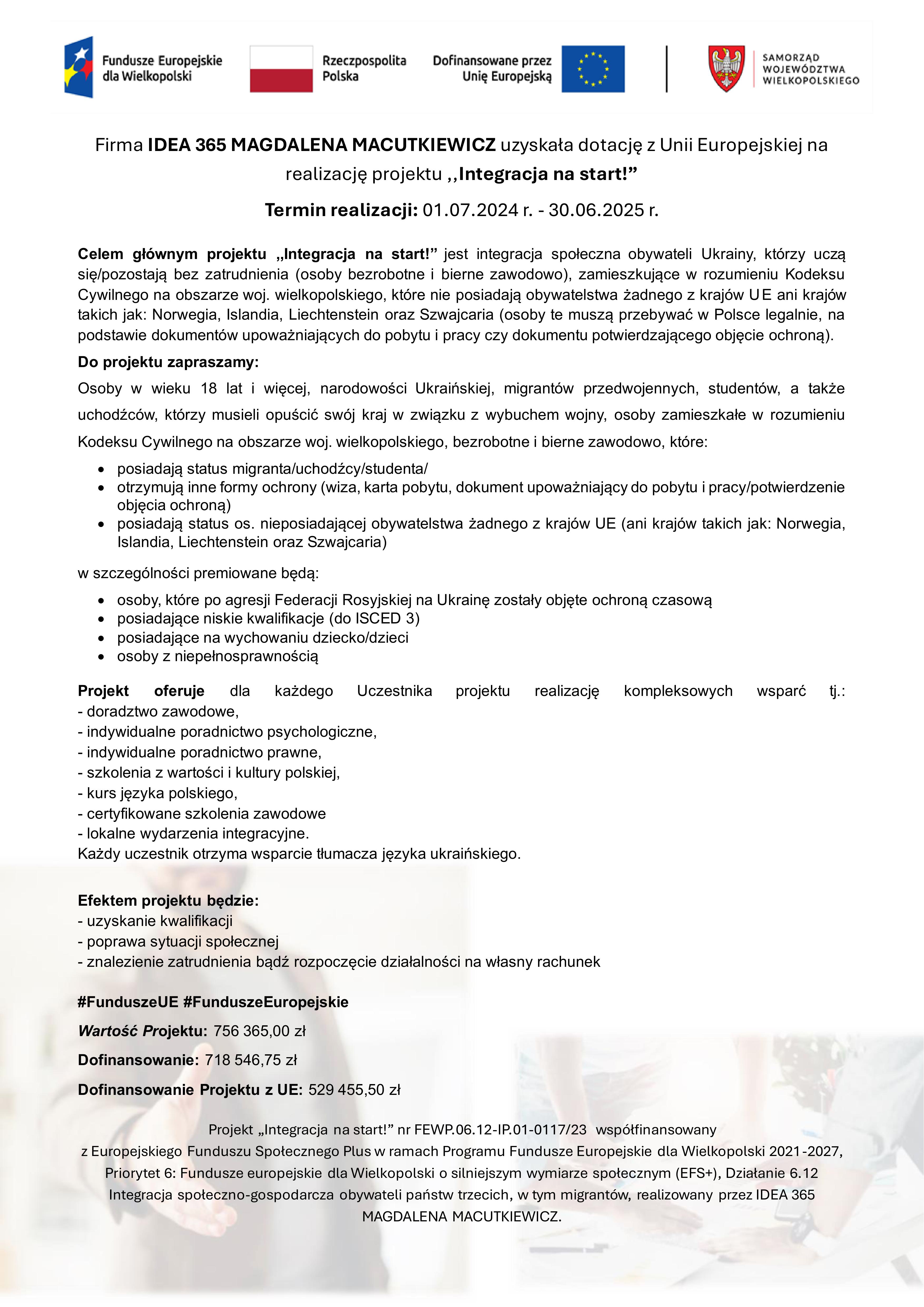 plakat integracja na&nbsp;start