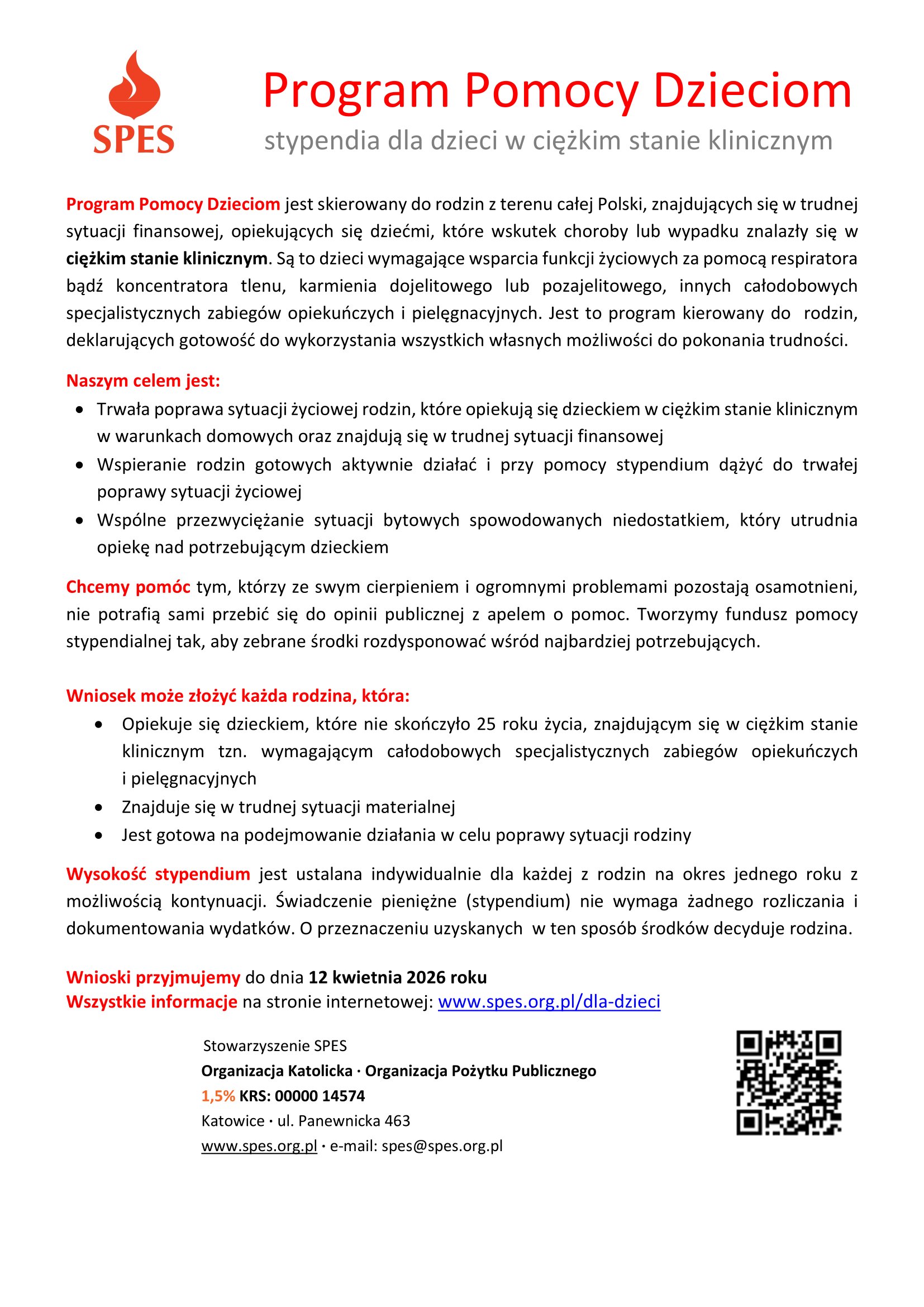 Plakat Stypendium Stowarzyszenia SPES