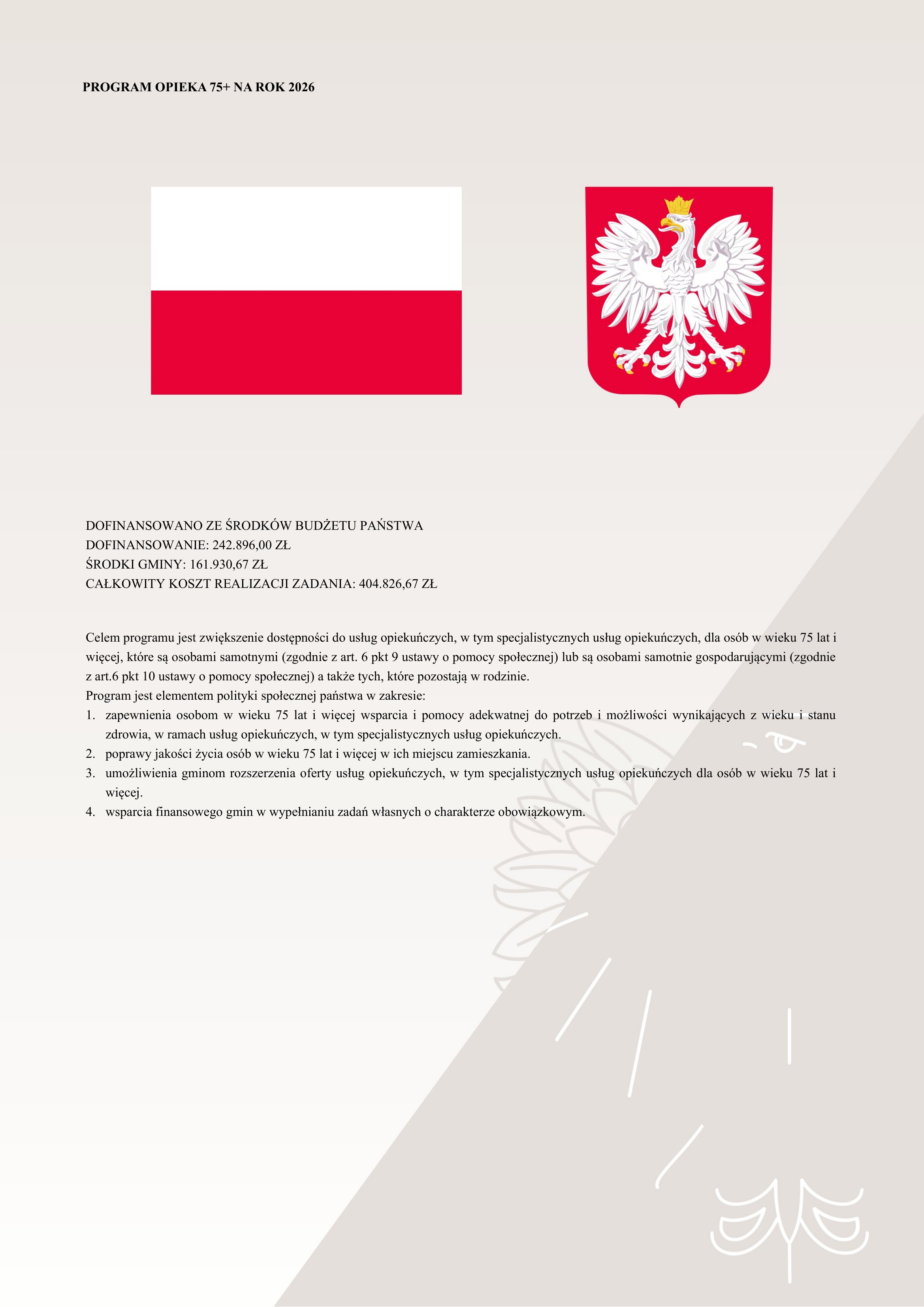 plakat program "Opieka 75+"