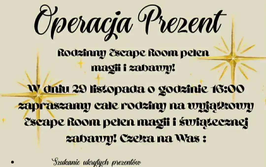 Rodzinny escape room 'Operacja prezent' 